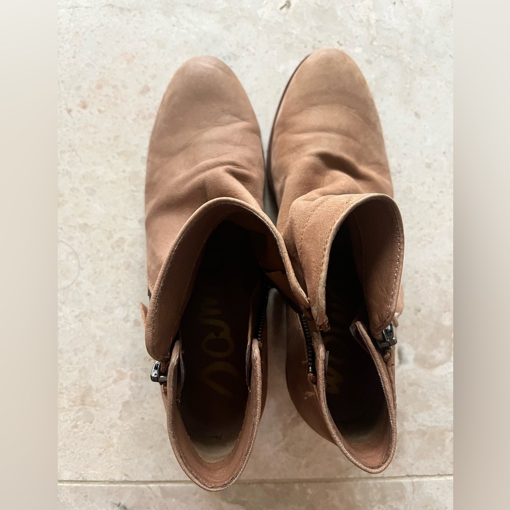 Sam Edelman Ankle Boots Booties Shoes Brown Casual Work EUC W6.5 Wedge Leather